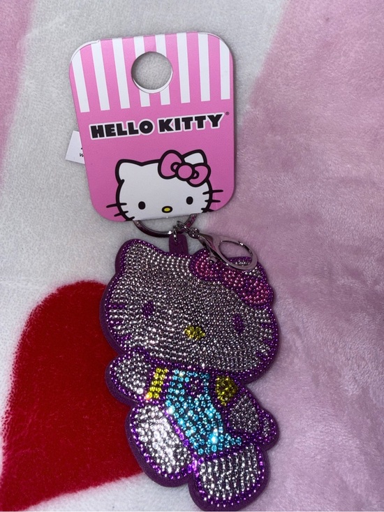 Sanrio Accessories - NWT Sanrio Plush Keychain - Deep Purple Hello Kitty Silhouette
